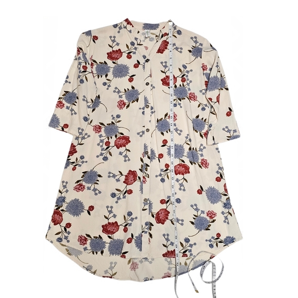 H&M Floral Tunic Button-Up Boutique Bliuse Top - Picture 9 of 14
